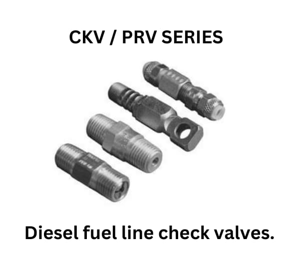 CKV/PRV Series diesel fuel line check valves by FW Murphy, ensuring efficient fuel flow and system reliability